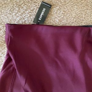 Red Wine Satin Skirt from Express